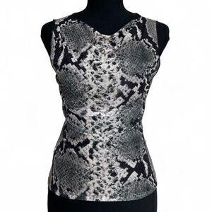 Black White Snake Skin Print Top Cowl Neck Women’s Small